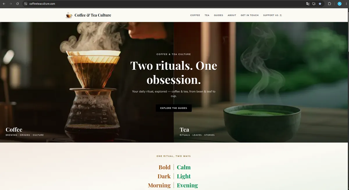 Screenshot of the Coffee Tea Culture website